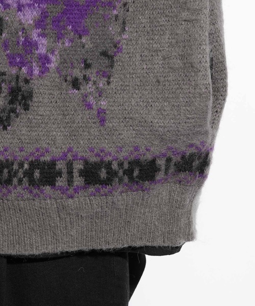 HARE(ハレ)の「フラワーモチーフニットブルゾン(HARE)(ブルゾン・メンズ・ブラック/グレー・SMALL/MEDIUM)」の16枚目の写真