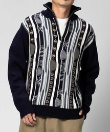 3D リンクスハーフジップニット