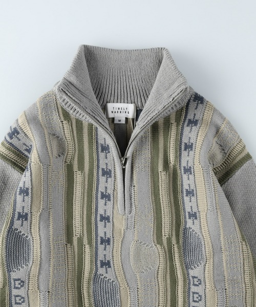 Right-on（ライトオン）の「3D リンクスハーフジップニット（ニット/セーター・メンズ・ブラック/ネイビー/グレー・XL/L/M）」の7枚目の写真