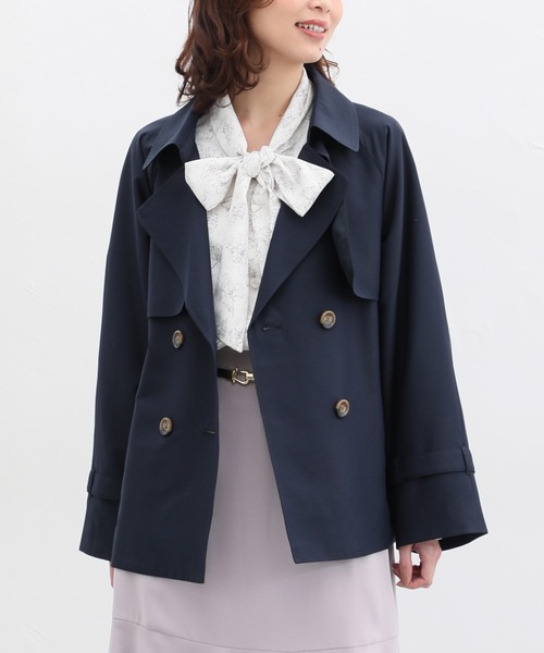 【稀少/試着のみ】Lufthansa ダブルトレンチコート ネイビー L 撥水 稀少/試着のみ】Lufthansa ダブルトレンチコート ネイビー L 撥水