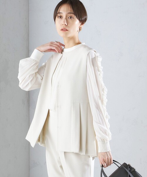 SHIPS（シップス）の「〈セレモニー対応可〉ダブルクロス ジレ  24SS（セットアップ対応）◇（ベスト・レディース・ネイビー/ライトグレー・ONE SIZE）」の16枚目の写真