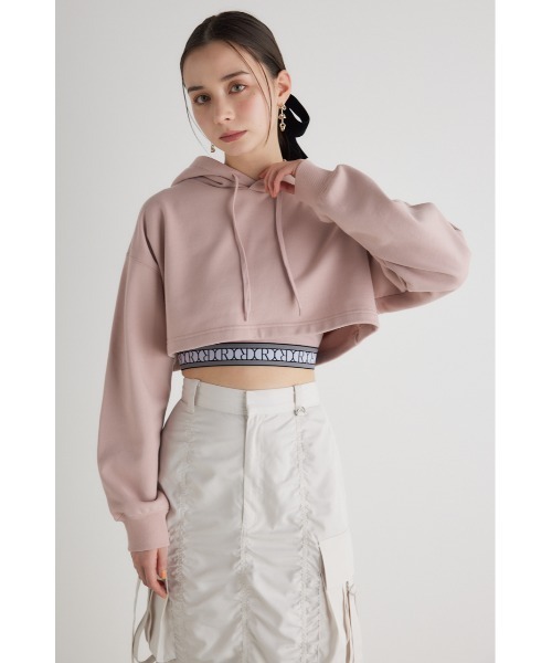 rienda(リエンダ)の「クロップドフーディースウェットトップス 春服(スウェット・レディース・アイボリー/ブラック/ピンク・FREE)」の3枚目の写真