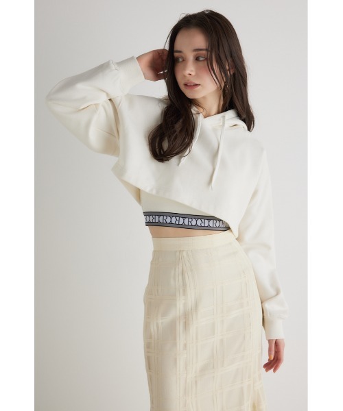 rienda(リエンダ)の「クロップドフーディースウェットトップス 春服(スウェット・レディース・アイボリー/ブラック/ピンク・FREE)」の6枚目の写真