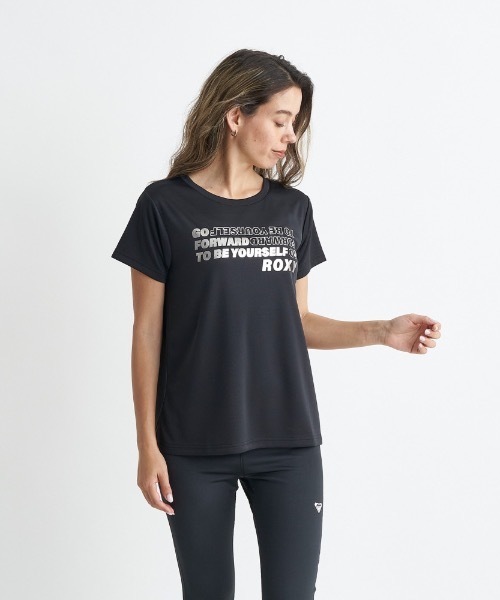 ROXY(ロキシー)の「BE YOURSELF/ロキシー速乾UVカット付きボックスシルエットフィットネスカットソー(Tシャツ/カットソー・レディース・ミント/ホワイト/グレー/ブラック・LARGE/MEDIUM/SMALL)」の2枚目の写真