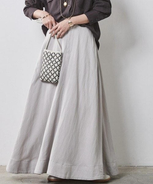 CHIC STYLE（シックスタイル）の「 レーヨン麻フレアマキシスカート ＜大きいサイズ有＞シックスタイル（スカート・レディース・ベージュ系/オレンジ/チャコールグレー・M/L/LL/3L/4L/5L）」の6枚目の写真