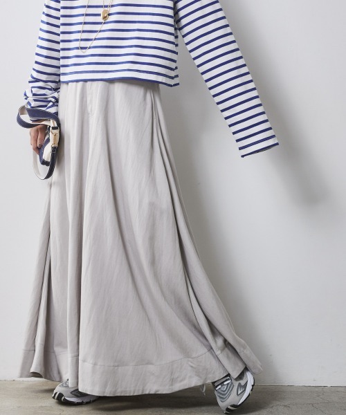 CHIC STYLE（シックスタイル）の「 レーヨン麻フレアマキシスカート ＜大きいサイズ有＞シックスタイル（スカート・レディース・ベージュ系/オレンジ/チャコールグレー・M/L/LL/3L/4L/5L）」の7枚目の写真