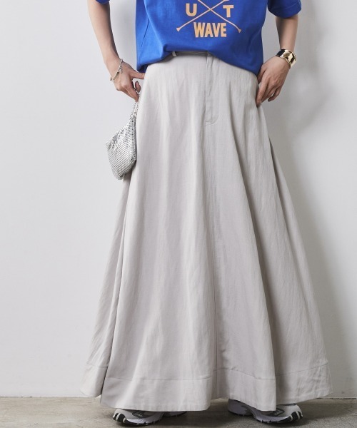 CHIC STYLE（シックスタイル）の「 レーヨン麻フレアマキシスカート ＜大きいサイズ有＞シックスタイル（スカート・レディース・ベージュ系/オレンジ/チャコールグレー・M/L/LL/3L/4L/5L）」の8枚目の写真