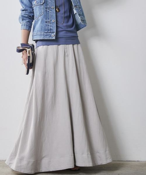 CHIC STYLE（シックスタイル）の「 レーヨン麻フレアマキシスカート ＜大きいサイズ有＞シックスタイル（スカート・レディース・ベージュ系/オレンジ/チャコールグレー・M/L/LL/3L/4L/5L）」の10枚目の写真