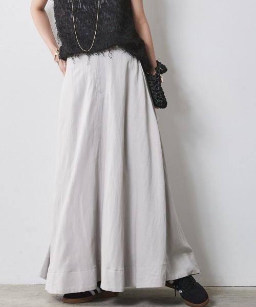 CHIC STYLE（シックスタイル）の「 レーヨン麻フレアマキシスカート ＜大きいサイズ有＞シックスタイル（スカート・レディース・ベージュ系/オレンジ/チャコールグレー・M/L/LL/3L/4L/5L）」の11枚目の写真