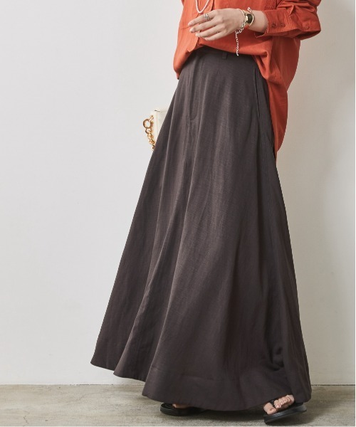 CHIC STYLE（シックスタイル）の「 レーヨン麻フレアマキシスカート ＜大きいサイズ有＞シックスタイル（スカート・レディース・ベージュ系/オレンジ/チャコールグレー・M/L/LL/3L/4L/5L）」の12枚目の写真