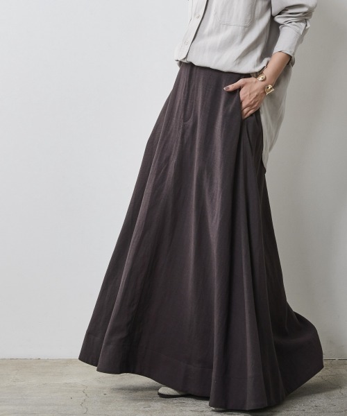 CHIC STYLE（シックスタイル）の「 レーヨン麻フレアマキシスカート ＜大きいサイズ有＞シックスタイル（スカート・レディース・ベージュ系/オレンジ/チャコールグレー・M/L/LL/3L/4L/5L）」の15枚目の写真