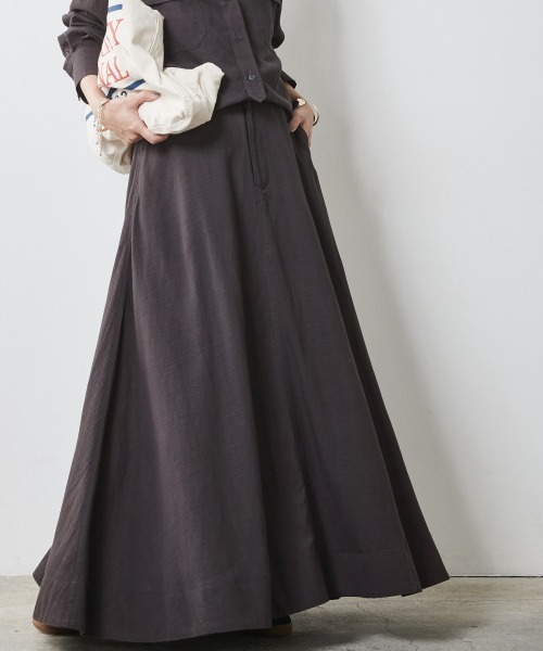 CHIC STYLE（シックスタイル）の「 レーヨン麻フレアマキシスカート ＜大きいサイズ有＞シックスタイル（スカート・レディース・ベージュ系/オレンジ/チャコールグレー・M/L/LL/3L/4L/5L）」の16枚目の写真