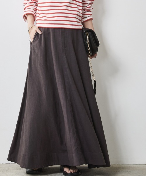 CHIC STYLE（シックスタイル）の「 レーヨン麻フレアマキシスカート ＜大きいサイズ有＞シックスタイル（スカート・レディース・ベージュ系/オレンジ/チャコールグレー・M/L/LL/3L/4L/5L）」の17枚目の写真