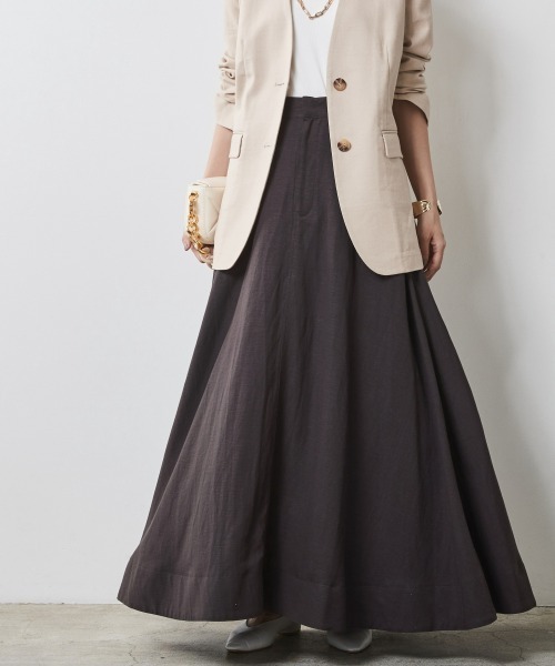 CHIC STYLE（シックスタイル）の「 レーヨン麻フレアマキシスカート ＜大きいサイズ有＞シックスタイル（スカート・レディース・ベージュ系/オレンジ/チャコールグレー・M/L/LL/3L/4L/5L）」の18枚目の写真