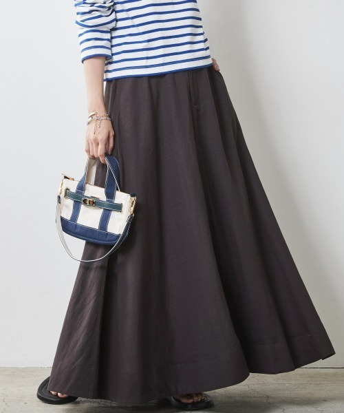 CHIC STYLE（シックスタイル）の「 レーヨン麻フレアマキシスカート ＜大きいサイズ有＞シックスタイル（スカート・レディース・ベージュ系/オレンジ/チャコールグレー・M/L/LL/3L/4L/5L）」の20枚目の写真