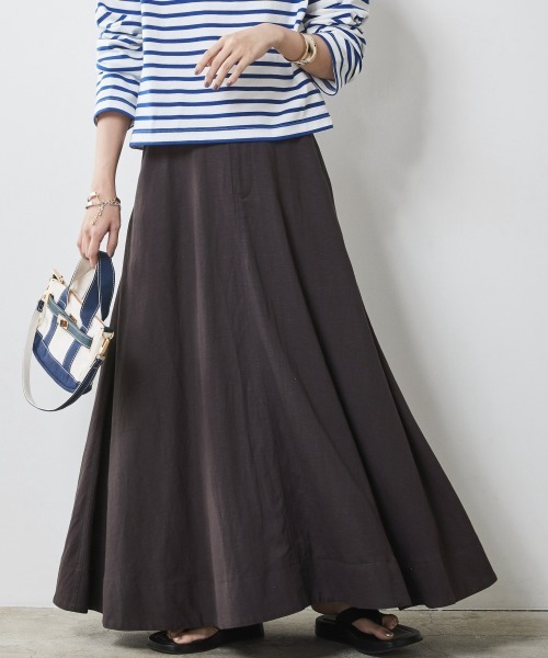 CHIC STYLE（シックスタイル）の「 レーヨン麻フレアマキシスカート ＜大きいサイズ有＞シックスタイル（スカート・レディース・ベージュ系/オレンジ/チャコールグレー・M/L/LL/3L/4L/5L）」の21枚目の写真