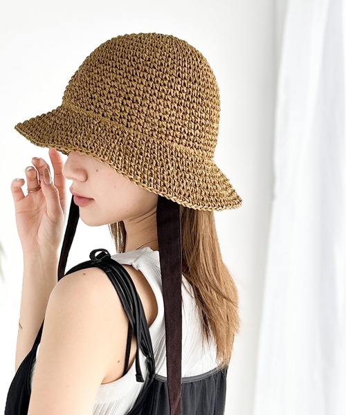 mily bilet(ミウィビレット)の「【mily bilet】トレンドライクにキマル!リボン紐つきストローハット(ハット・レディース・オフホワイト/ブラック/ベージュ・ONE SIZE)」の22枚目の写真