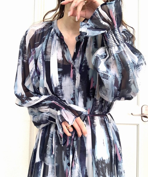 Q(キュー)の「ドローイングマキシワンピース(ワンピース・レディース・ブラック系その他/ブラウン系その他・MEDIUM)」の6枚目の写真