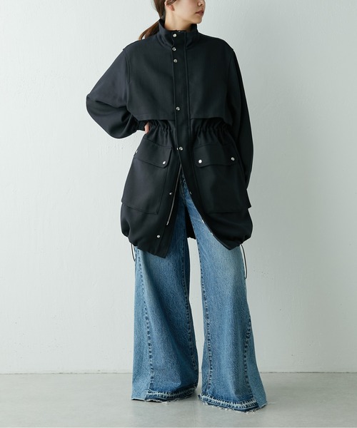 Drawing Numbers(ドローイング ナンバーズ)の「【Drawing Numbers】スプリングドロストコート(ブルゾン・レディース・ベージュ/ネイビー・38)」の2枚目の写真