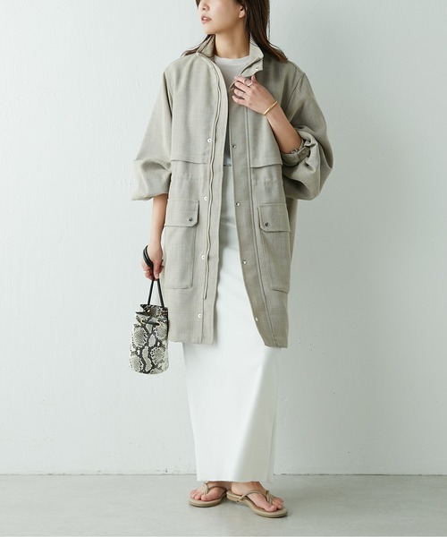 Drawing Numbers(ドローイング ナンバーズ)の「【Drawing Numbers】スプリングドロストコート(ブルゾン・レディース・ベージュ/ネイビー・38)」の3枚目の写真