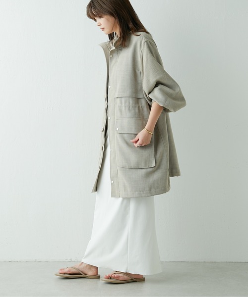 Drawing Numbers(ドローイング ナンバーズ)の「【Drawing Numbers】スプリングドロストコート(ブルゾン・レディース・ベージュ/ネイビー・38)」の4枚目の写真