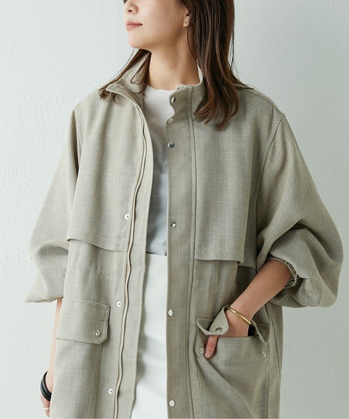 Drawing Numbers(ドローイング ナンバーズ)の「【Drawing Numbers】スプリングドロストコート(ブルゾン・レディース・ベージュ/ネイビー・38)」の6枚目の写真