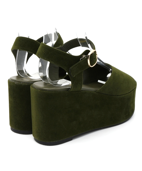 WEGO（ウィゴー）の「WEGO/スエード厚底サンダル（サンダル・レディース・キャメル/ブラック/カーキ・LARGE/MEDIUM）」の9枚目の写真