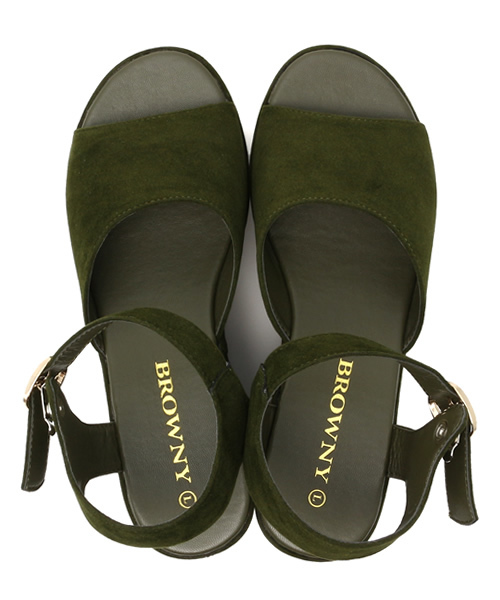 WEGO（ウィゴー）の「WEGO/スエード厚底サンダル（サンダル・レディース・キャメル/ブラック/カーキ・LARGE/MEDIUM）」の4枚目の写真