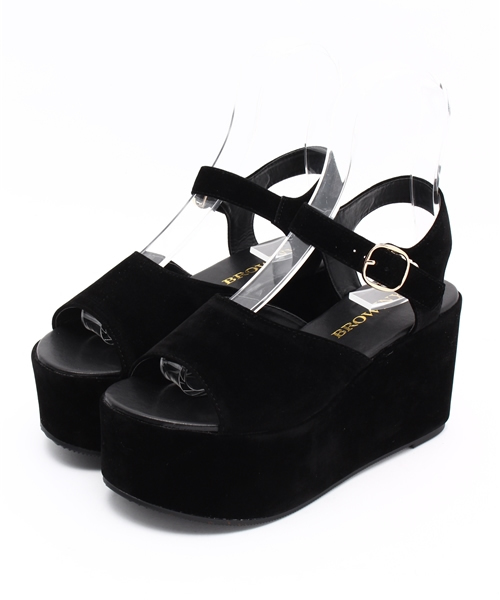 WEGO（ウィゴー）の「WEGO/スエード厚底サンダル（サンダル・レディース・キャメル/ブラック/カーキ・LARGE/MEDIUM）」の5枚目の写真