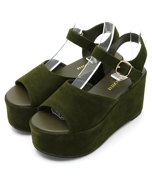 WEGO（ウィゴー）の「WEGO/スエード厚底サンダル（サンダル・レディース・キャメル/ブラック/カーキ・LARGE/MEDIUM）」の6枚目の写真