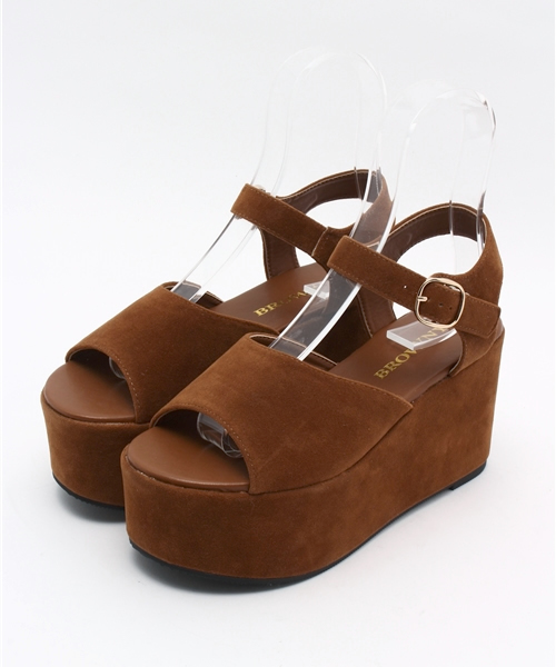 WEGO（ウィゴー）の「WEGO/スエード厚底サンダル（サンダル・レディース・キャメル/ブラック/カーキ・LARGE/MEDIUM）」の7枚目の写真