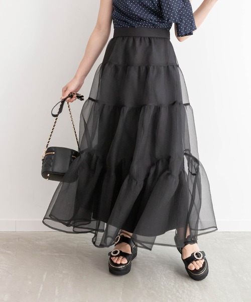 RANDA（ランダ）の「オーガンジーボリュームスカート（スカート・レディース・ピンク/グレー/ブラック・0/1）」の2枚目の写真