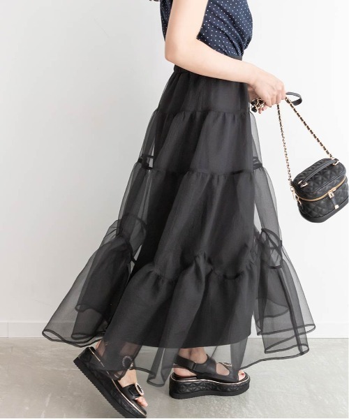 RANDA（ランダ）の「オーガンジーボリュームスカート（スカート・レディース・ピンク/グレー/ブラック・0/1）」の4枚目の写真