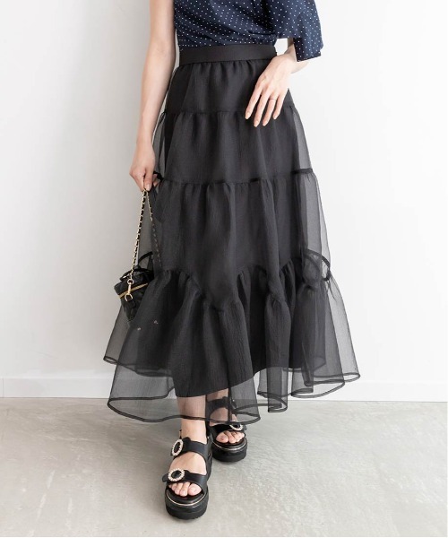 RANDA（ランダ）の「オーガンジーボリュームスカート（スカート・レディース・ピンク/グレー/ブラック・0/1）」の5枚目の写真