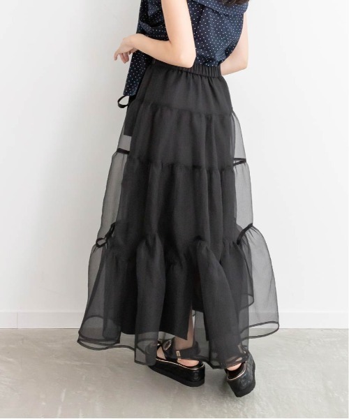 RANDA（ランダ）の「オーガンジーボリュームスカート（スカート・レディース・ピンク/グレー/ブラック・0/1）」の6枚目の写真