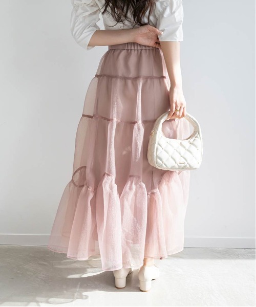RANDA（ランダ）の「オーガンジーボリュームスカート（スカート・レディース・ピンク/グレー/ブラック・0/1）」の13枚目の写真