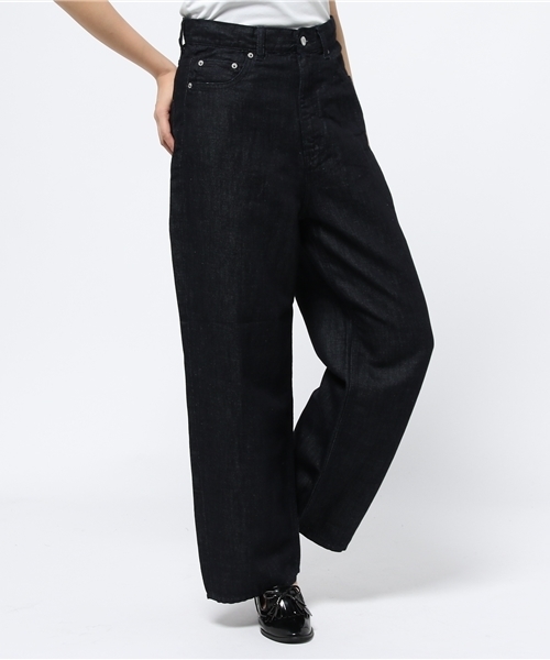 CIAOPANIC（チャオパニック）の「【Ciaopanic】　リネン混ワイドデニムPTS（デニムパンツ・レディース・ネイビー/インディゴブルー・SMALL/MEDIUM）」の2枚目の写真