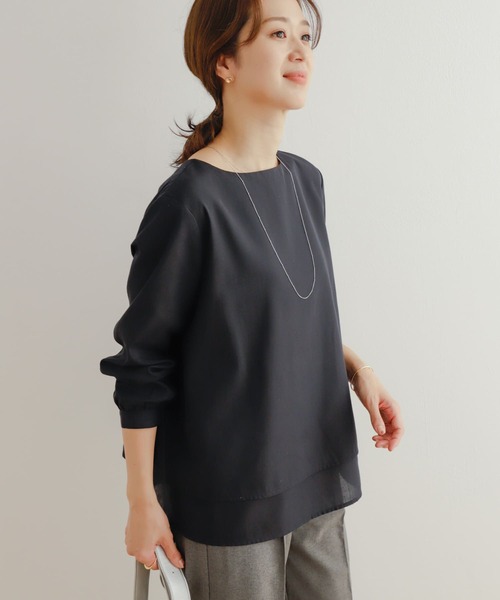 URBAN RESEARCH DOORS（アーバンリサーチドアーズ）の「『UR TECH Smart Linen Touch』レイヤードブラウス（シャツ/ブラウス・レディース・ベージュ系その他/ピンク/ネイビー・MEDIUM）」の17枚目の写真