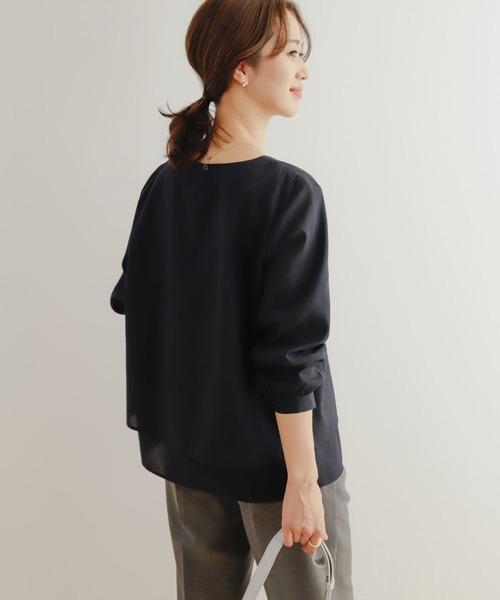 URBAN RESEARCH DOORS（アーバンリサーチドアーズ）の「『UR TECH Smart Linen Touch』レイヤードブラウス（シャツ/ブラウス・レディース・ベージュ系その他/ピンク/ネイビー・MEDIUM）」の18枚目の写真