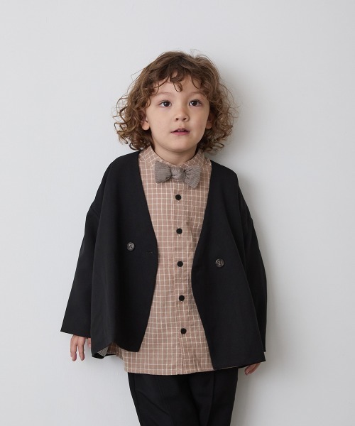 riziere（リジェール）の「コーデュロイ蝶ネクタイ（ボタン取り外しシャツ対応）（蝶ネクタイ・キッズ・グリーン/グレイッシュベージュ・FREE）」の5枚目の写真