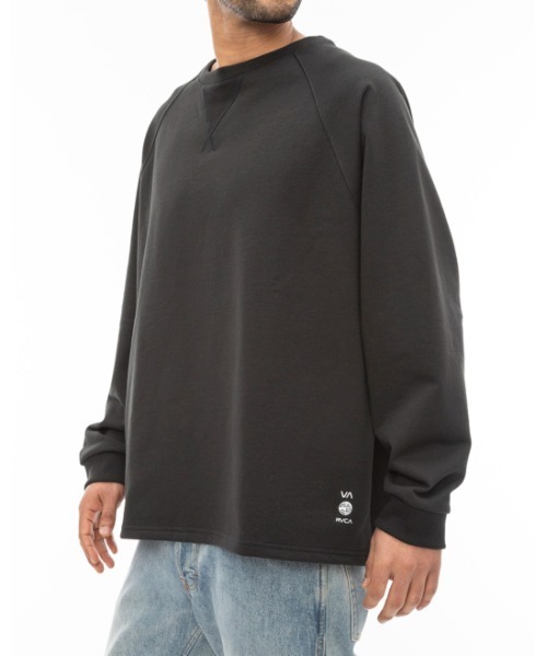 RVCA(ルーカ)の「RVCA メンズ ALL TIME TERRY CREW トレーナー 【2024年春夏モデル】/ルーカワンポイントスウェットトレーナー(スウェット・メンズ・アイボリー/ブラック/パープル・LARGE/MEDIUM/SMALL)」の6枚目の写真
