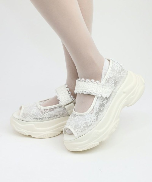 F i.n.t(フィント)の「レース使いスニーカーサンダル(スニーカー・レディース・ブラック/オフホワイト・M/S/L)」の5枚目の写真