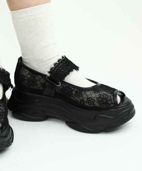 F i.n.t(フィント)の「レース使いスニーカーサンダル(スニーカー・レディース・ブラック/オフホワイト・M/S/L)」の9枚目の写真
