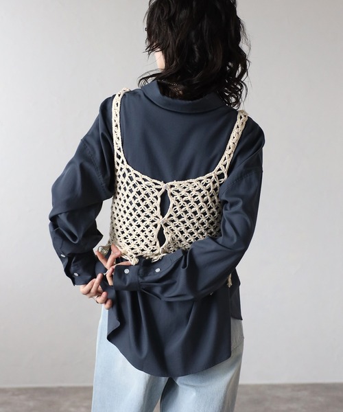 COMMRE（コムル）の「【前後2WAY】フリンジニットビスチェ（ニット/セーター・レディース・アイボリー/ブラック・FREE）」の14枚目の写真