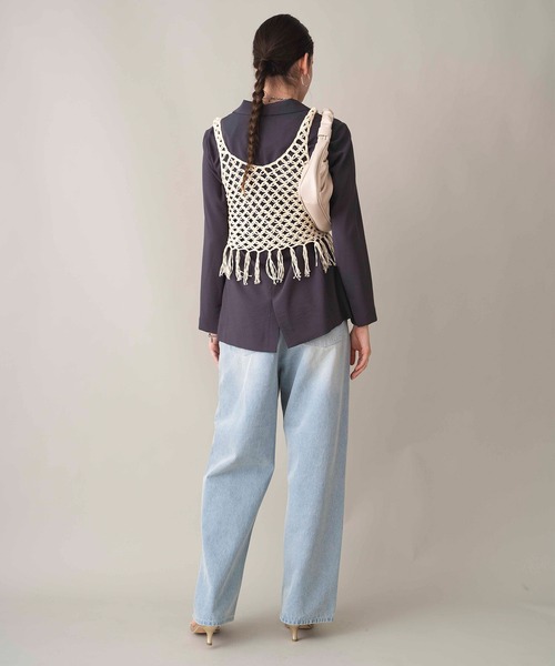 COMMRE（コムル）の「【前後2WAY】フリンジニットビスチェ（ニット/セーター・レディース・アイボリー/ブラック・FREE）」の9枚目の写真