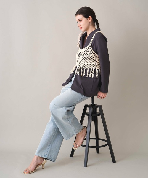 COMMRE（コムル）の「【前後2WAY】フリンジニットビスチェ（ニット/セーター・レディース・アイボリー/ブラック・FREE）」の11枚目の写真