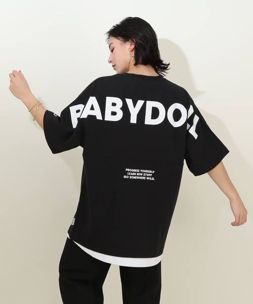 BABYDOLL(ベビードール)の「バックロゴレイヤード Tシャツ 9525A(Tシャツ/カットソー・レディース・ホワイト/ブラック・M/L)」の2枚目の写真