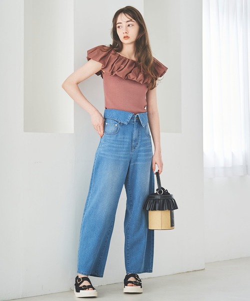 31 Sons de mode(トランテアン ソン ドゥ モード)の「カーブデニムパンツ(デニムパンツ・レディース・ブルー/ブラック・36/38)」の10枚目の写真