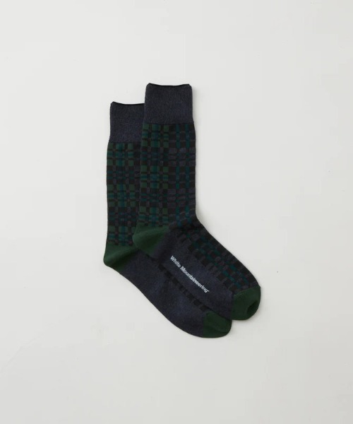 WHITE MOUNTAINEERING（ホワイトマウンテニアリング）の「TARTAN CHECK SOCKS（ソックス/靴下・メンズ・ベージュ/ネイビー・FREE）」の2枚目の写真