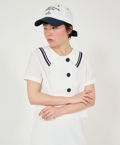 TINA:JOJUN(ティーナジョジュン)の「バイカラー リボンキャップ TINA:JOJUN(キャップ・レディース・ネイビー/ダークグリーン・F)」の6枚目の写真